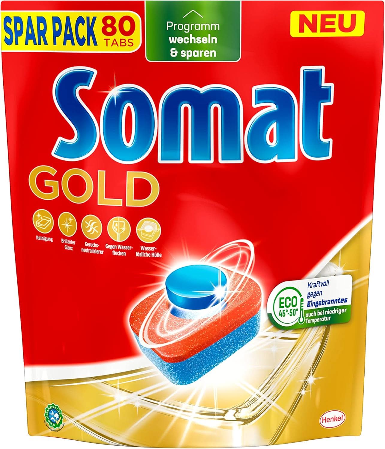 Somat Gold Tabs für die Spülmaschine (105 Tabs) Naty Shop Küchenreiniger 80 Kapseln -