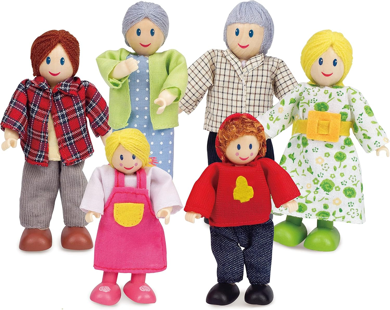 Hape E3401 Vier-Jahreszeiten-Haus, möbliert und E3500 – Puppenfamilie, helle Haut
