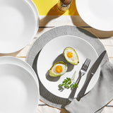 Winterfrost-Geschirrset für 4 Personen, 12-teilig, hochwertiges, äußerst haltbares Vitrelle™-Glasgeschirr, spülmaschinenfest, mikrowellen- und mikrowellengeeignet, festliches Winterdesign