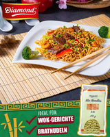 DIAMOND Mie Noodles, Weizennudeln ohne Ei, schnell und einfach zubereitet, vegetarisch – 8 x 250 g