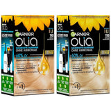 Garnier Olia 110 kühles Aschblond, ammoniakfreie permanente Farbe mit nährenden natürlichen Ölen, vollständige Abdeckung für graues Haar, permanente Farbe, 1 Stück (2 Packungen), Naty Shop Haarfarbe Standardtitel