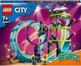 LEGO 60361 City Stuntz Ultimate Stunt Rider Challenge, 3-in-1-Stunts für 1 oder 2 Spieler, mit 2 Spielzeugmotorrädern für Kinder, Set 2023 Bausätze Besuchen Sie den LEGO-Store