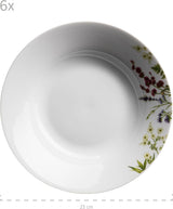 Mäser Herbal Garden 4-Personen-Geschirrset mit Blumenmuster, 18-teilig, bestehend aus Speisetellern, Suppentellern und Desserttellern, Porzellan, Weiß