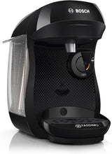Bosch Tassimo Happy Friendly TAS102E Kapsel-Espressomaschine, 70+ Getränke, für alle Tassen geeignet, Auto-Stop, nachhaltig, perfekte Dosierung, platzsparend, 1400 W, schwarz