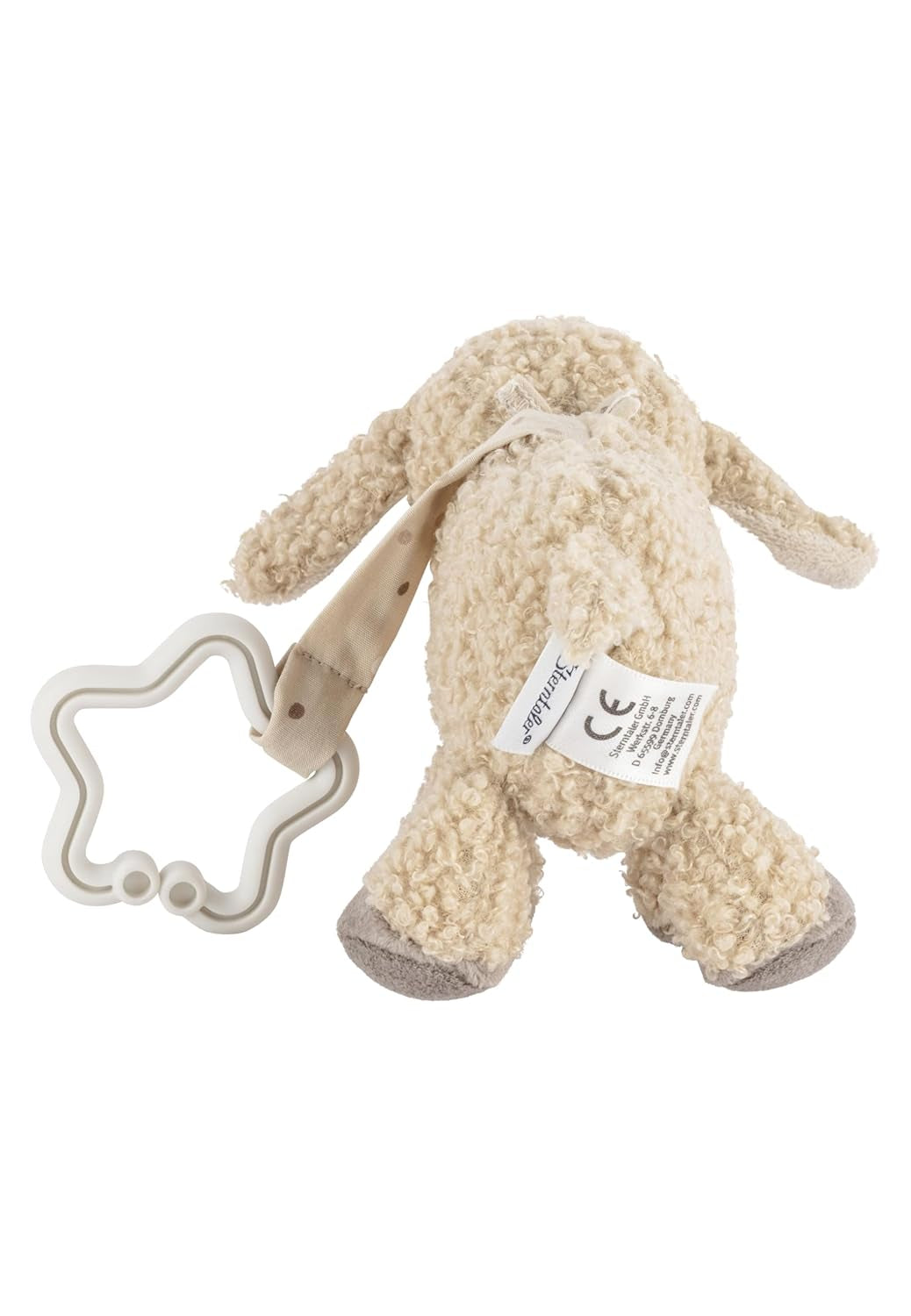 Sterntaler Flocke-Schaf-Spielzeug-Anhänger – weiches Stoff-Kinderwagen-Spielzeug – Baby-Hängespielzeug – Sandfarbe, sternförmige Aufhängung, Spielbogen-Anhänger, Bebe Toys Naty Shop