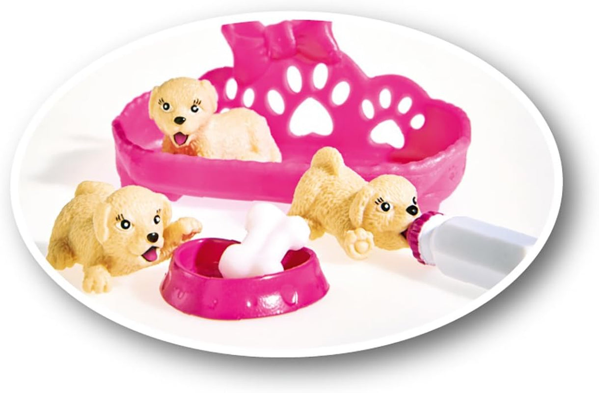 Simba 105733041 – Evi Love Puppy Love mit DREI Welpen, mit Hundehütte und Zubehör, Modepuppe, 12 cm, für Kinder ab 3 Jahren