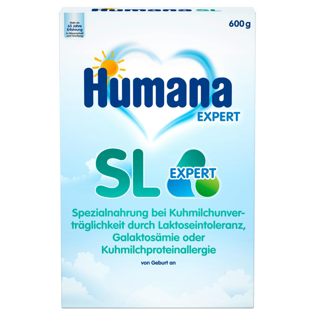 Humana SL Expert, ab der Geburt, Spezialformel bei Kuhmilchunverträglichkeit durch Laktoseintoleranz, Galaktosämie oder Kuhmilcheiweißallergie, für Säuglinge und Kleinkinder, 600g