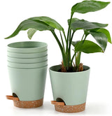 Blumentopf, 6 Stück, 12,7 cm, selbstbewässernder Übertopf, hohe Drainage, Blumentopf für drinnen und draußen, mit Reservoir-Tablett und Bewässerungsrand, Garten-Pflanzgefäß, Garten