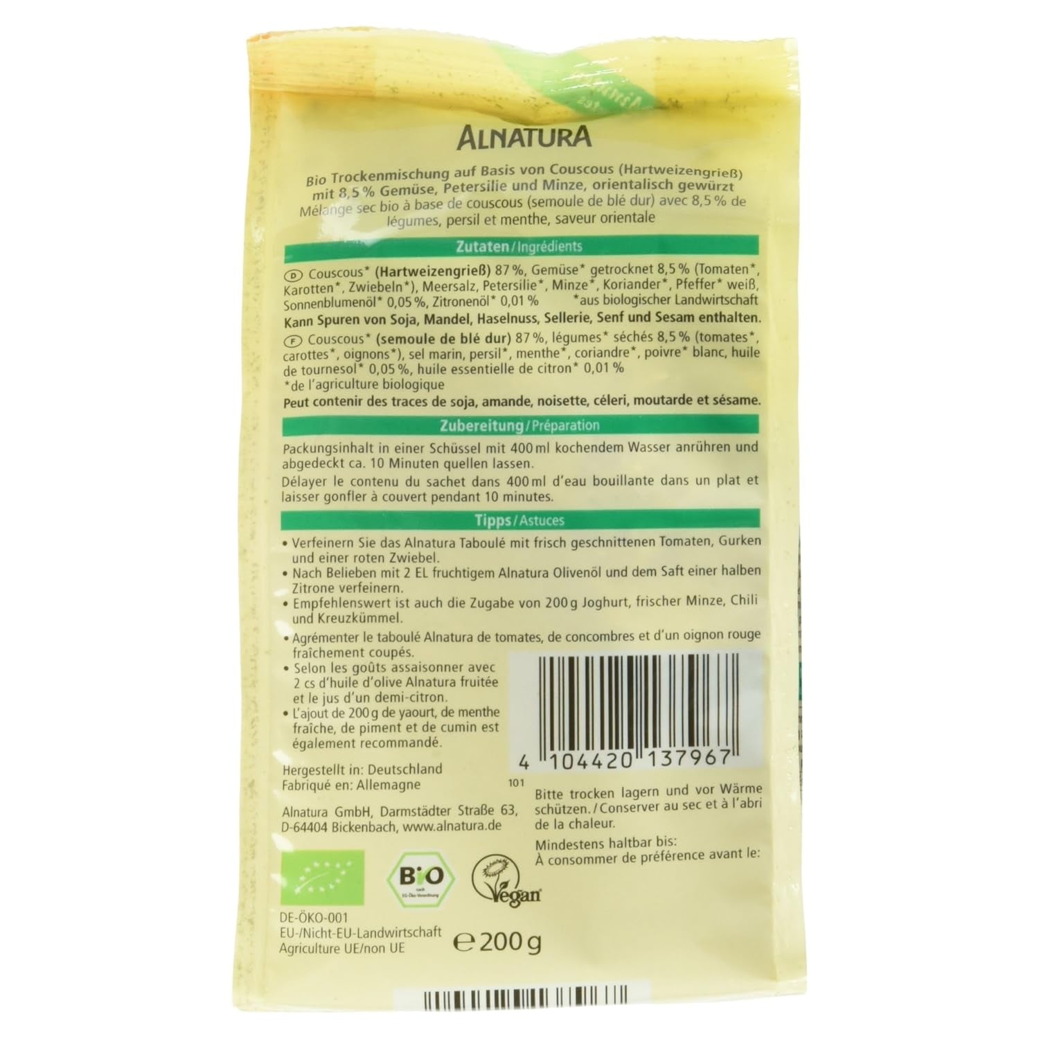 Bio Taboulé-Couscous-Salat, 200 g