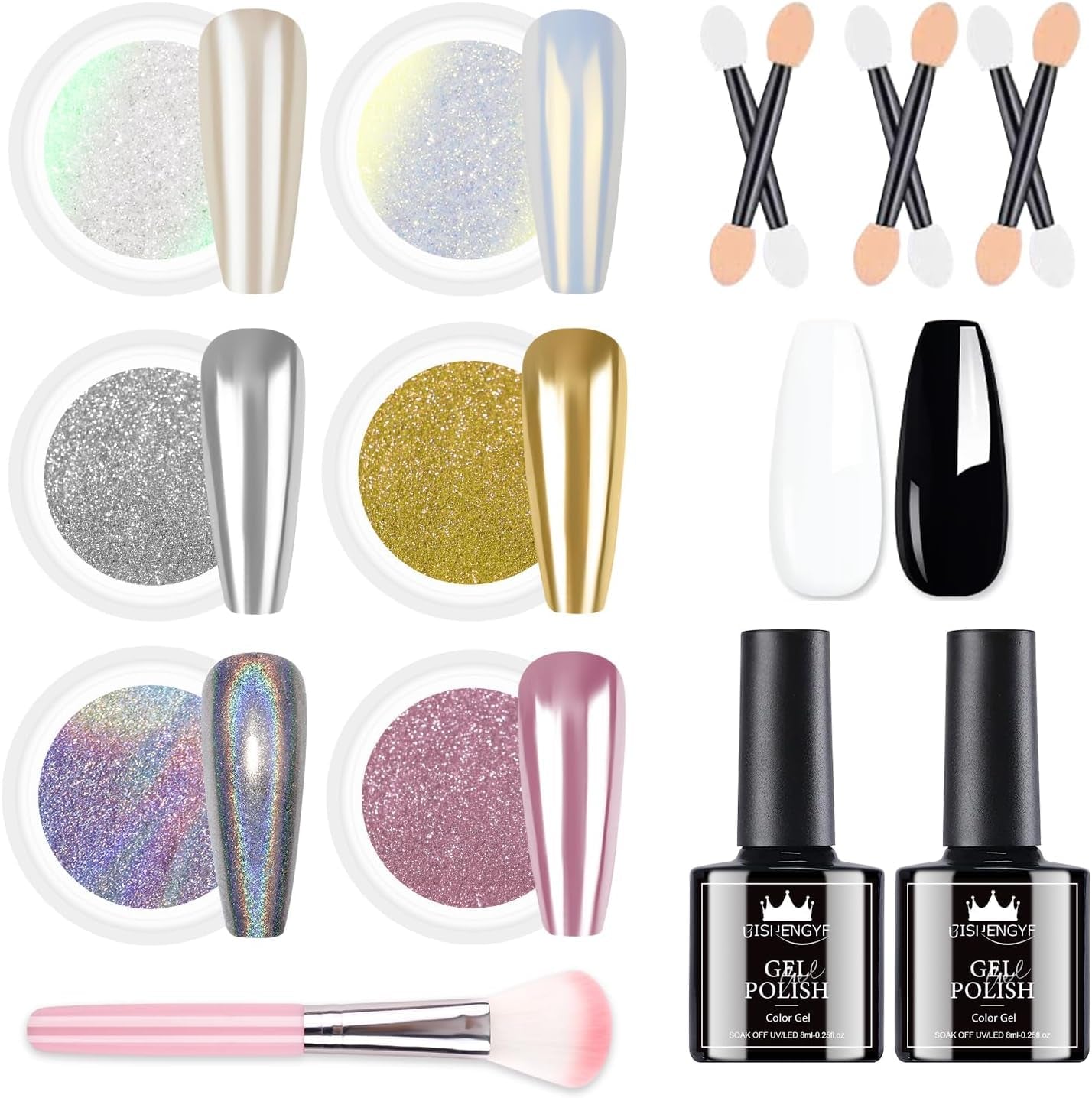 BISHENGYF Rose Gold Chrome Nail PowderNeue Upgrade Grosse Kapazitä Chrom PulverSuper-Spiegeleffekt Metall Mirror Chrome Powder –Neon Glassy Pearl Effect Glitter Nagelkunst Pulver Für DIY Salon