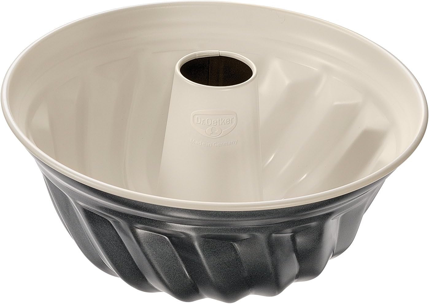 Dr. Oetker Gugelhupfform Ø 22 Cm BACK-TREND, Backform Für Gugelhupf, Runde Bundform Aus Stahl Mit Keramisch Verstärkter Antihaft-Beschichtung (Farbe: Creme/Anthrazit), Menge: 1 Stück Formen und Bleche zum Backen Naty Shop Gugelhupf 22Cm