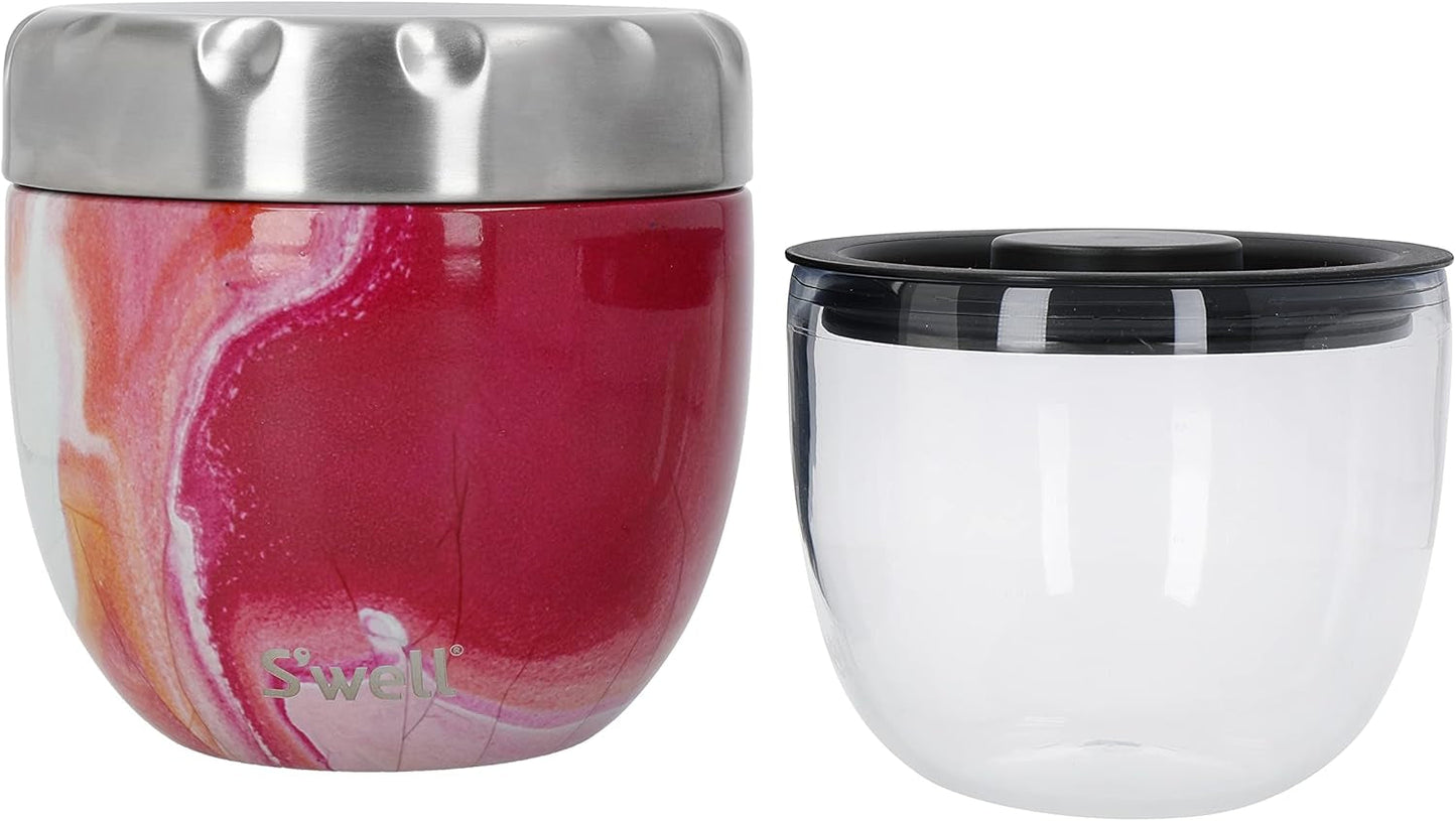 Eats 2-in-1-Futternapf mit Schraubdeckel, 636 ml, rosa Achat, dreifach isolierte, auslaufsichere Trinkflasche für unterwegs, bis zu 11 Stunden kalt/7 Stunden heiß, Aufbewahrungsboxen für Lebensmittel von Naty Shop
