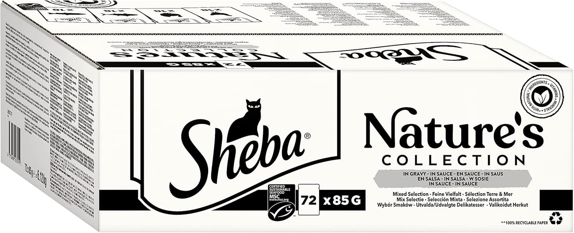 SHEBA Nature's Collection in Gravy – Hochwertiges Nassfutter für Katzen, feine Sorte (MSC) in Portionsbeuteln – 72 x 85 g
