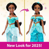 Mattel Disney Princess Toy Jasmine bewegliche Modepuppe mit glitzernder Kleidung und Accessoires, von Disney-Filmen inspiriertes Geschenk für Kinder HLW12