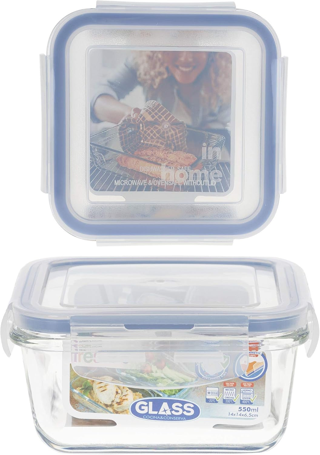 Max Home 8er-Pack luftdichte Glasbehälter, Mikrowellen-Lunchbox aus Glas, wiederverschließbare Lebensmittelbehälter, 550 ml, transparente Deckel, Lebensmittelbehälter (16538), Aufbewahrungsboxen für Lebensmittel, Naty Shop