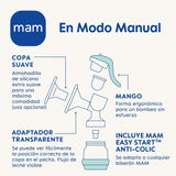 MAM 2 in 1 elektrische und manuelle Milchpumpe, direkte Entnahme aus Flasche oder Vorratsbehälter, Stimulation und Entnahme, digitale Anzeige. Zubehör Essen und Stillen Bebe Naty Shop
