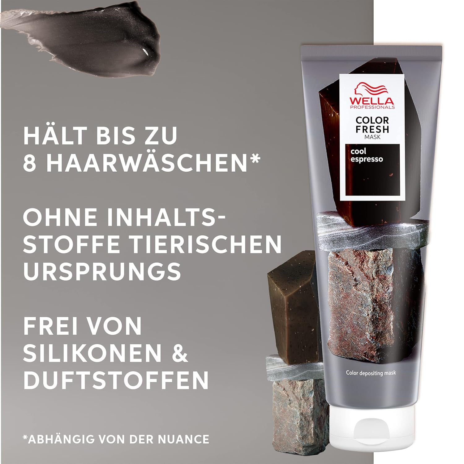 Wella Professionals Color Fresh Mask Cool Espresso – Behandlung zur Revitalisierung und Veränderung der Haarfarbe – pflegender Farbton mit Avocadoöl – für schwarzes und schwarzes Haar – 150 ml Naty Shop Haarmaske
