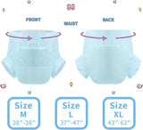 CutiePlusU Windeln für Erwachsene, trockene Oberfläche, maximale Saugfähigkeit über Nacht, Einweg-Inkontinenzwindel – Blau, 2er-Pack (Mittel 71–96 cm)