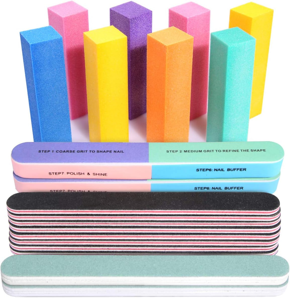 FANDAMEI 20 Stücke Buffer Für Nagel, Nagelfilen Für Gelnägel, Profi Nagelfeile 100/180, Polierfeile Fingernägel, Filen Für Gelnägel, Maniküre & Pediküre Set