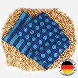 Kirschkernkissen mikrowellen- und ofenfest - Blau mit Streifen und Punkten I Handgefertigt I Hergestellt in Deutschland I Ca. 20 x 60 cm I Öko-Tex-Baumwolle I Nackenkissen Zervikale orthopädische Kissen Naty Shop