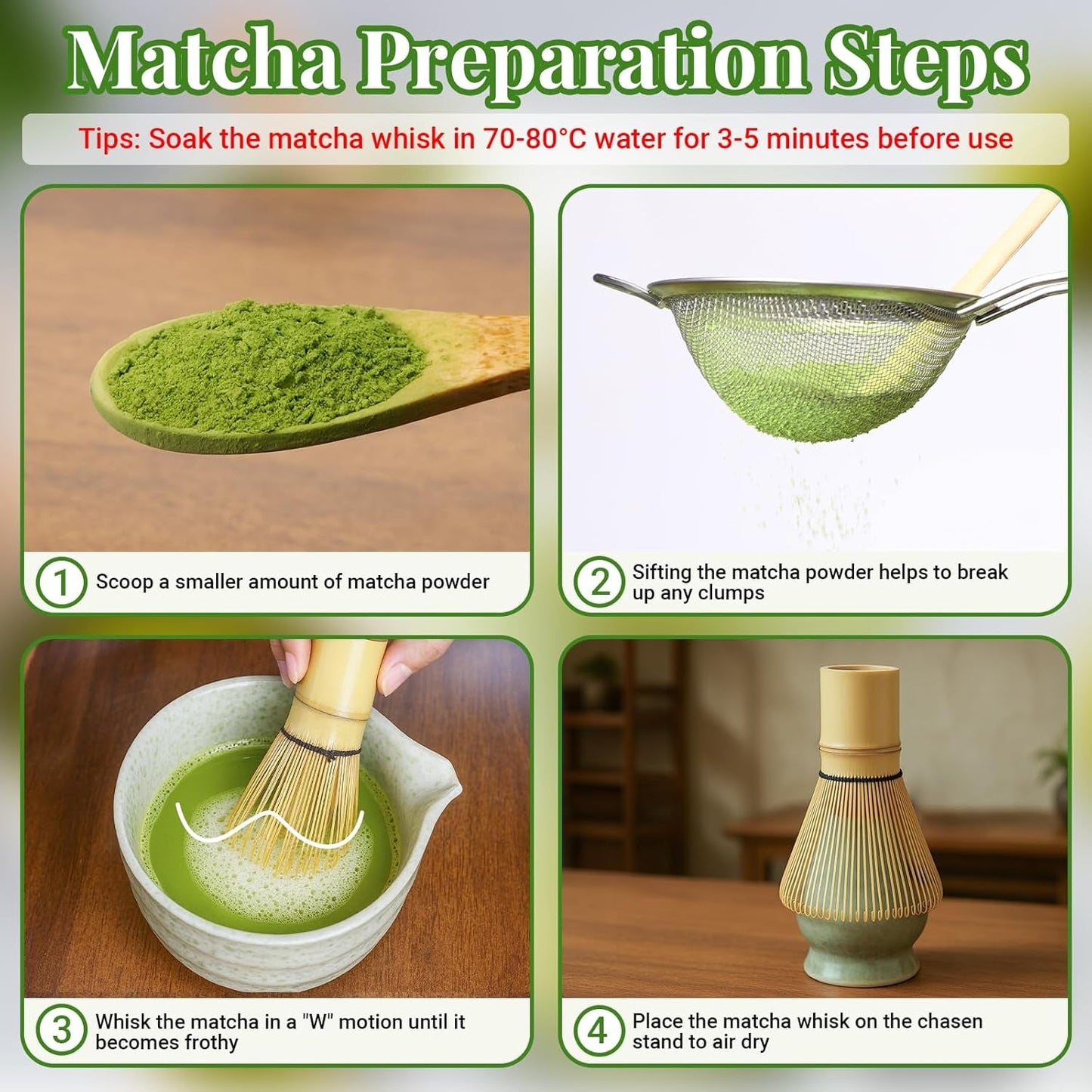Alyvisun Matcha-Set, 5-teiliges Matcha-Tee-Set mit Matcha-Teekanne und Matcha-Teeständer, Teelöffel, Teelöffel, Matcha-Tee-Set für Matcha-Liebhaber, ideal für Anfänger und Enthusiasten