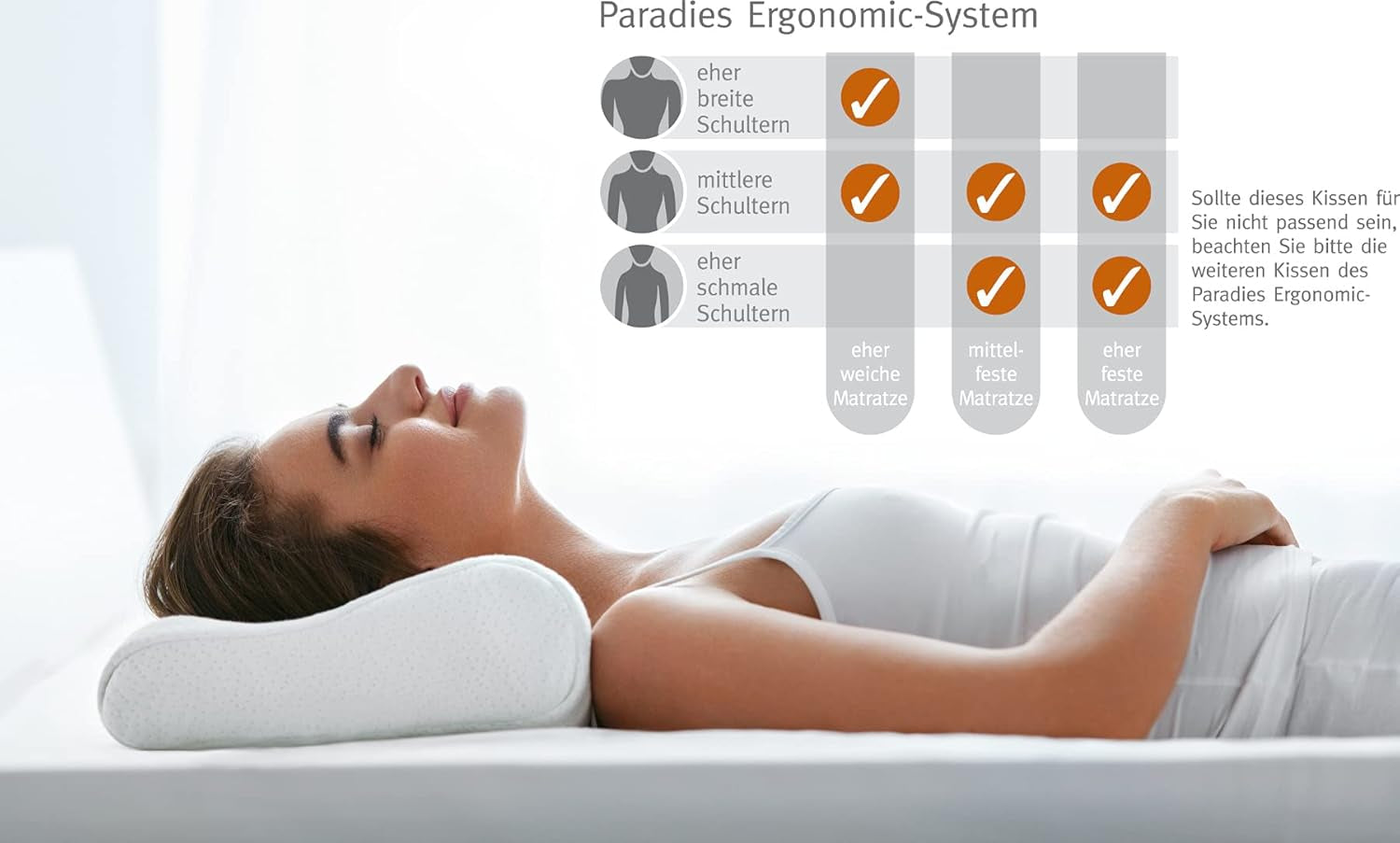 PARADIES Nackenkissen 40 x 80 cm – Revita ergonomisch – IGR-zertifiziert, ergonomisches Nackenstützkissen, Höhe: 10 cm, orthopädische Nackenkissen, Naty Shop