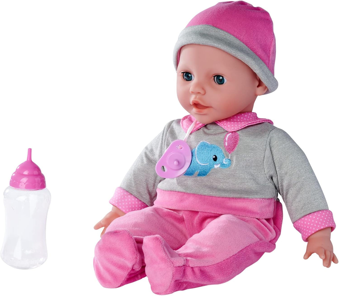 Simba 105140066 – Laura Interactive, Weichkörperpuppe mit schläfrigen Augen, plappert bei Bewegung, trinkt aus der Flasche und schläft, 40 cm, Puppe ab 2 Jahren Naty Shop Dolls