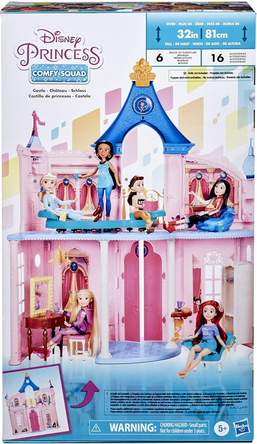 Disney Princess Castle Comfy Squad Puppenhaus mit 6 Möbelstücken und 16 Zubehörteilen Spielzeug für 5-jährige Mädchen Puppenhäuser Naty Shop