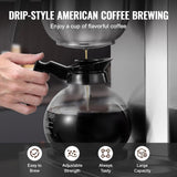 VEVOR Kommerzieller 12-Tassen-Filter-Espressokocher mit 3 Glaskaraffen und 3 Heizplatten, Edelstahl-Espressomaschine mit automatischer Wasserversorgung für Restaurant, Büro, Café