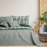Ameliahome Tagesdecke, Tagesdecke, 170 x 210 cm, doppelseitig, pflegeleicht, Tagesdecke, Pflanzenmuster, grün, weiß, tropische Bonaire-Betten und Decken. Besuchen Sie den AmeliaHome-Store