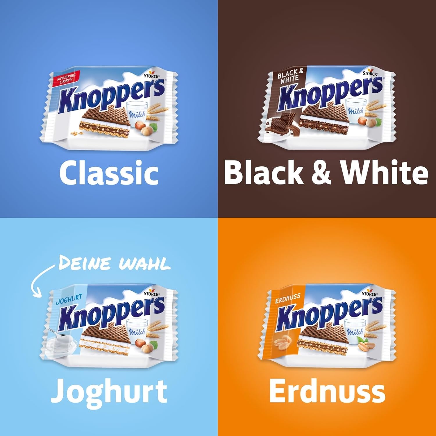 Joghurt – 4 x 200 g – Waffelscheiben gefüllt mit Joghurt und Nougatcreme, Haselnüssen und Kakao