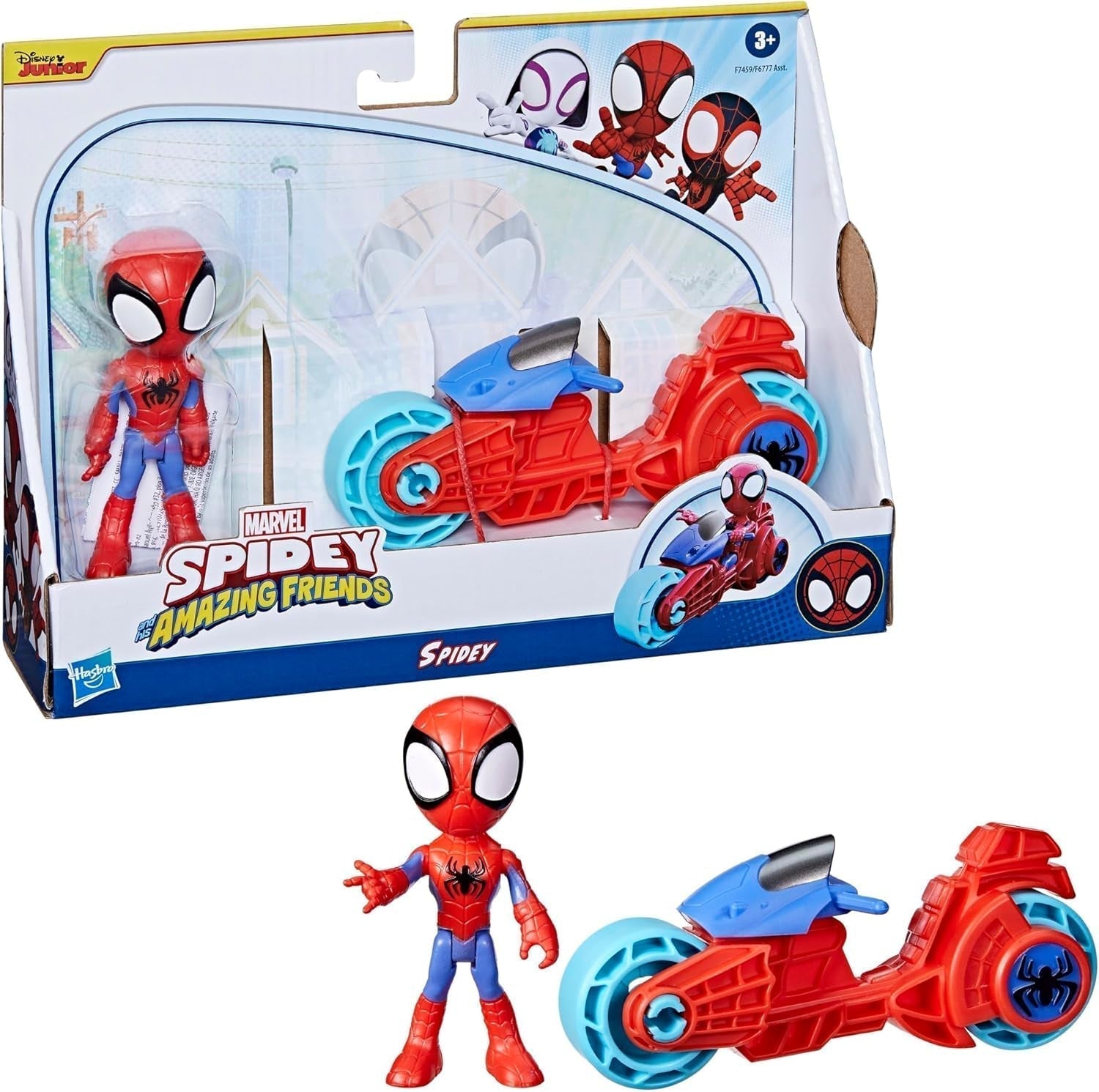 SPIDEY und SEINE FANTASTISCHEN FREUNDE Marvel Spidey Motorradfigur Spielzeug für Jungen und Mädchen ab 3 Jahren Actionfiguren Naty Shop