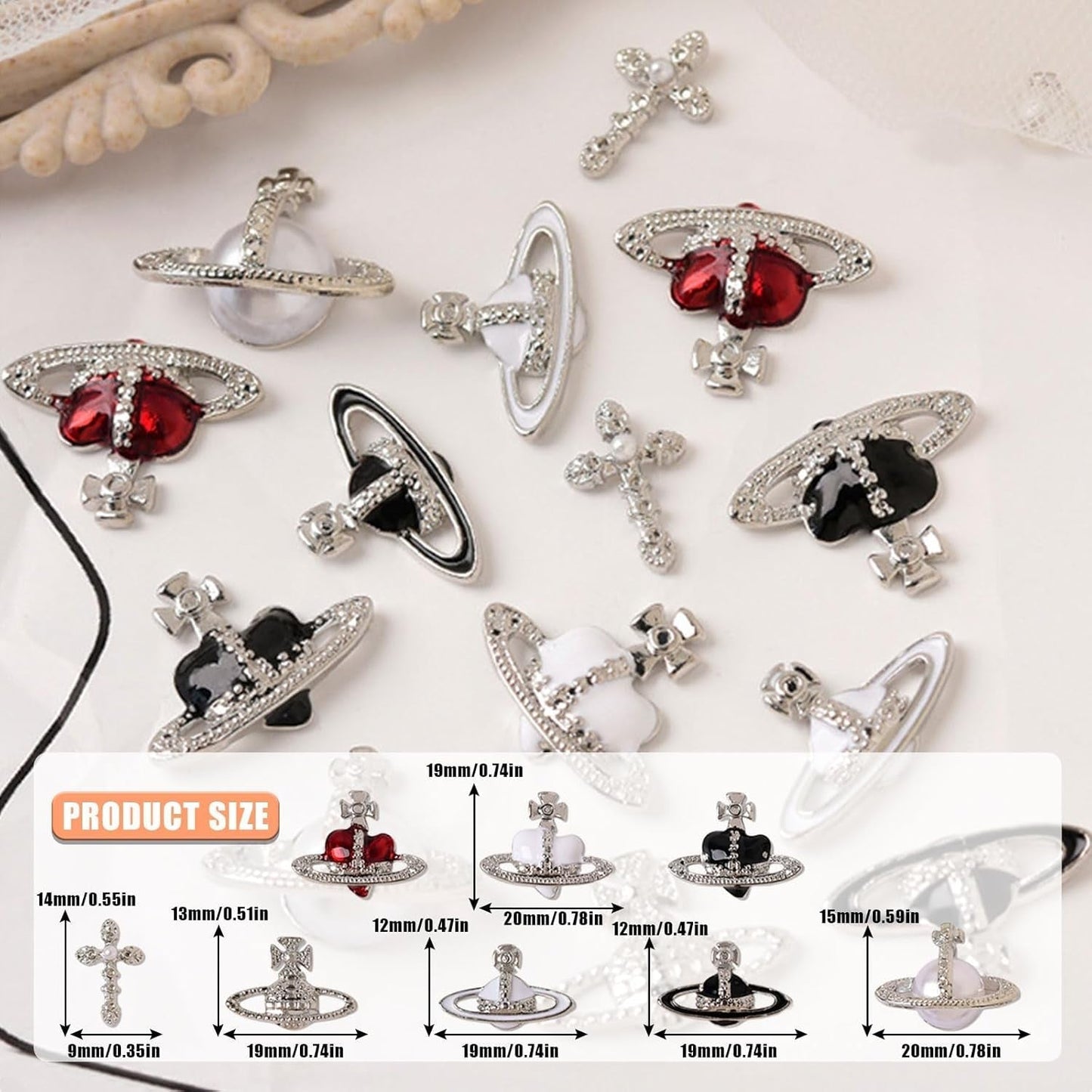 Planet Nail Art Charms, 32 Stück Saturn Shape Nagel Edelsteine ​​​​Für Acrylnägel, Glänzender Nagel Strasssteine ​​Mädchen Nail Art DIY Handwerk Dekoration Zubehör