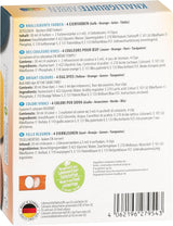Heitmann Eierfarben, leuchtende Farben – 4 Eierfarbenflaschen (Gelb, Orange, Grün, Blau), 2 Farbverstärker, 4 Farbbeutel, 4 Clips