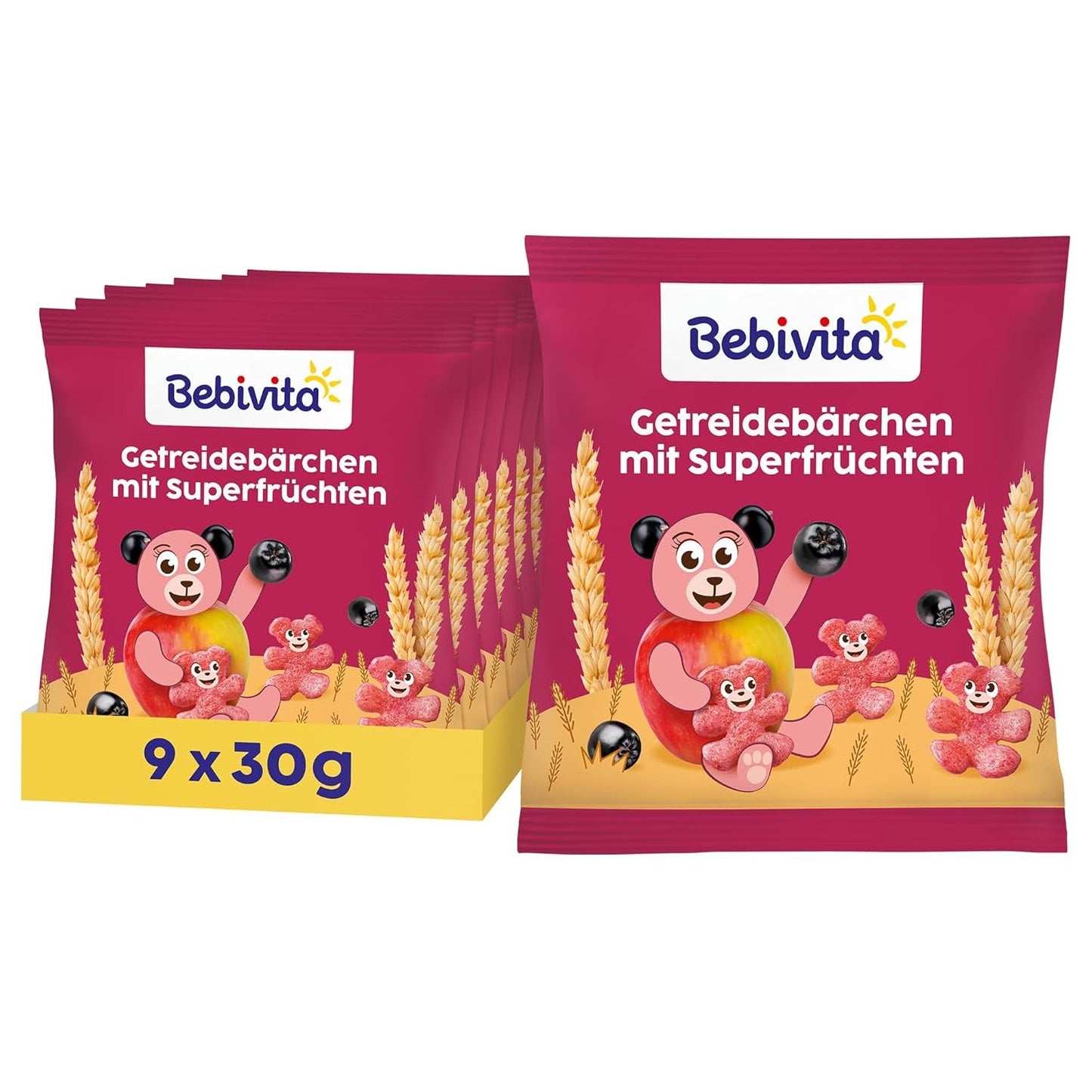 Müslibärchen mit Superfrüchten (9 x 30g) – Snacks für Kinder ab 1 Jahr, nur mit Früchten gesüßt, idealer Spaß für die ganze Familie