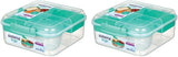 Bento Box TO GO Lunchbox-System mit Fächern | 1,25 L Lunchbox mit Joghurt-/Obstbehälter | für Kinder und Erwachsene l | BPA-frei Minty Teal [21685-8T], Mint Green Naty Shop Frischhalteboxen Mint Green 1,25 Liter (2er Pack)