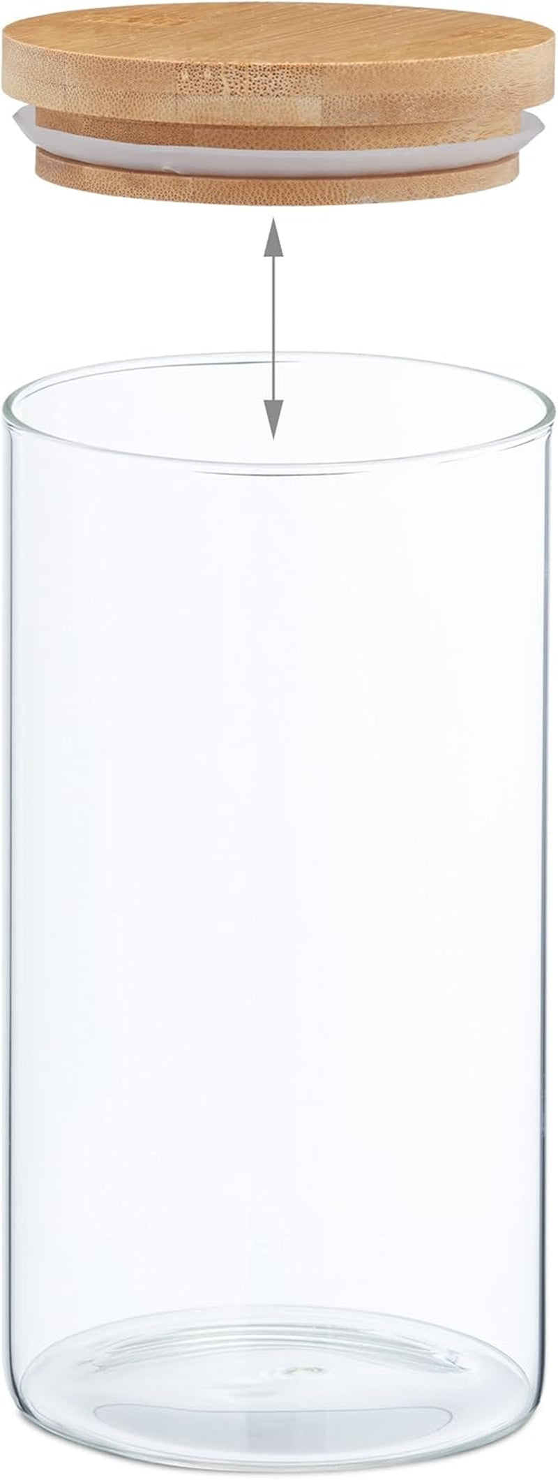 Relaxdays Vorratsdosen mit Bambusdeckel, 3er-Set, runde Glasdosen, 1000 ml, auslaufsicher, klar/natur, 18 x 10 cm, Frischhaltedosen, Naty Shop