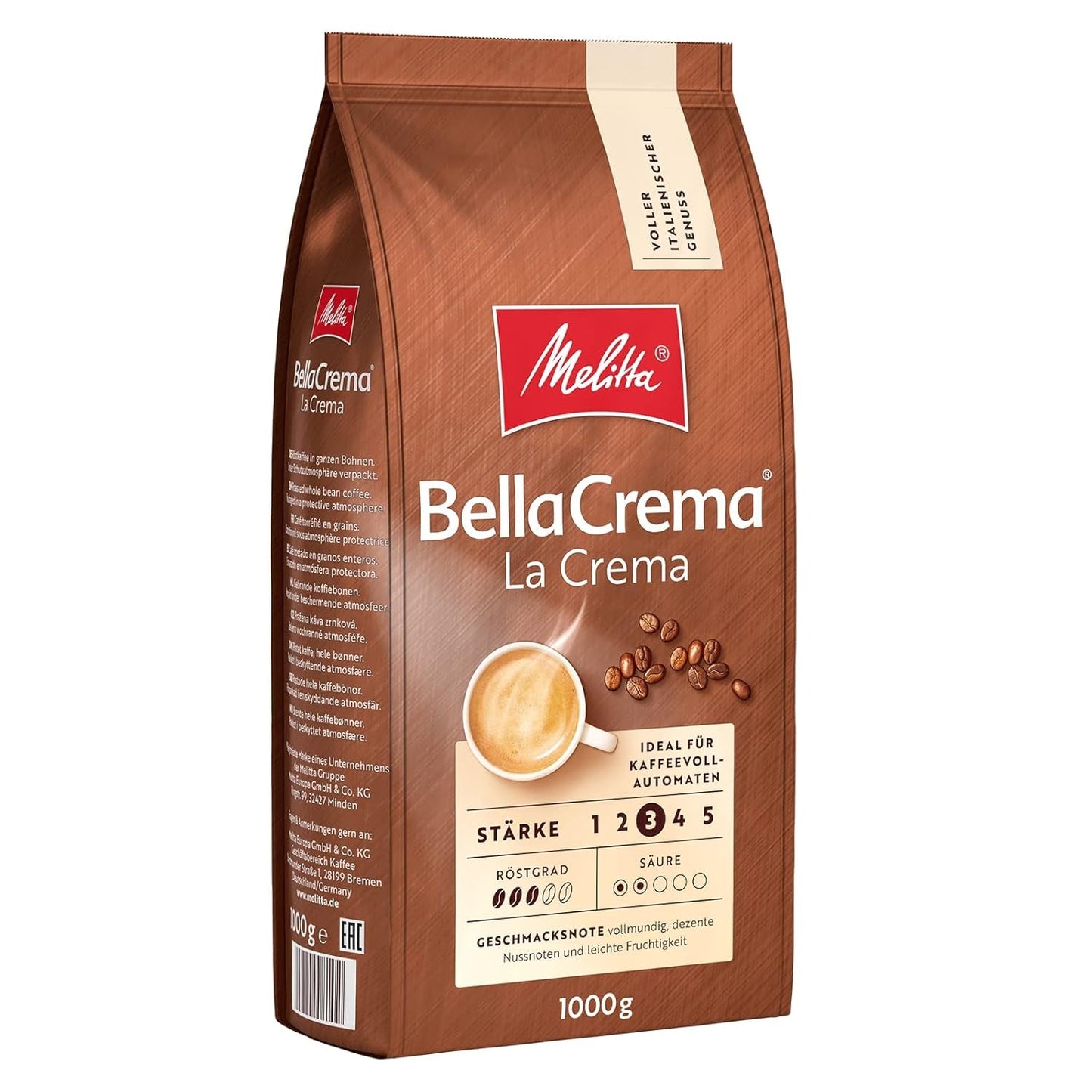 Melitta BellaCrema La Crema Kaffeebohnen 1 kg und BellaCrema Decaffeinato entkoffeinierte Kaffeebohnen 1 kg