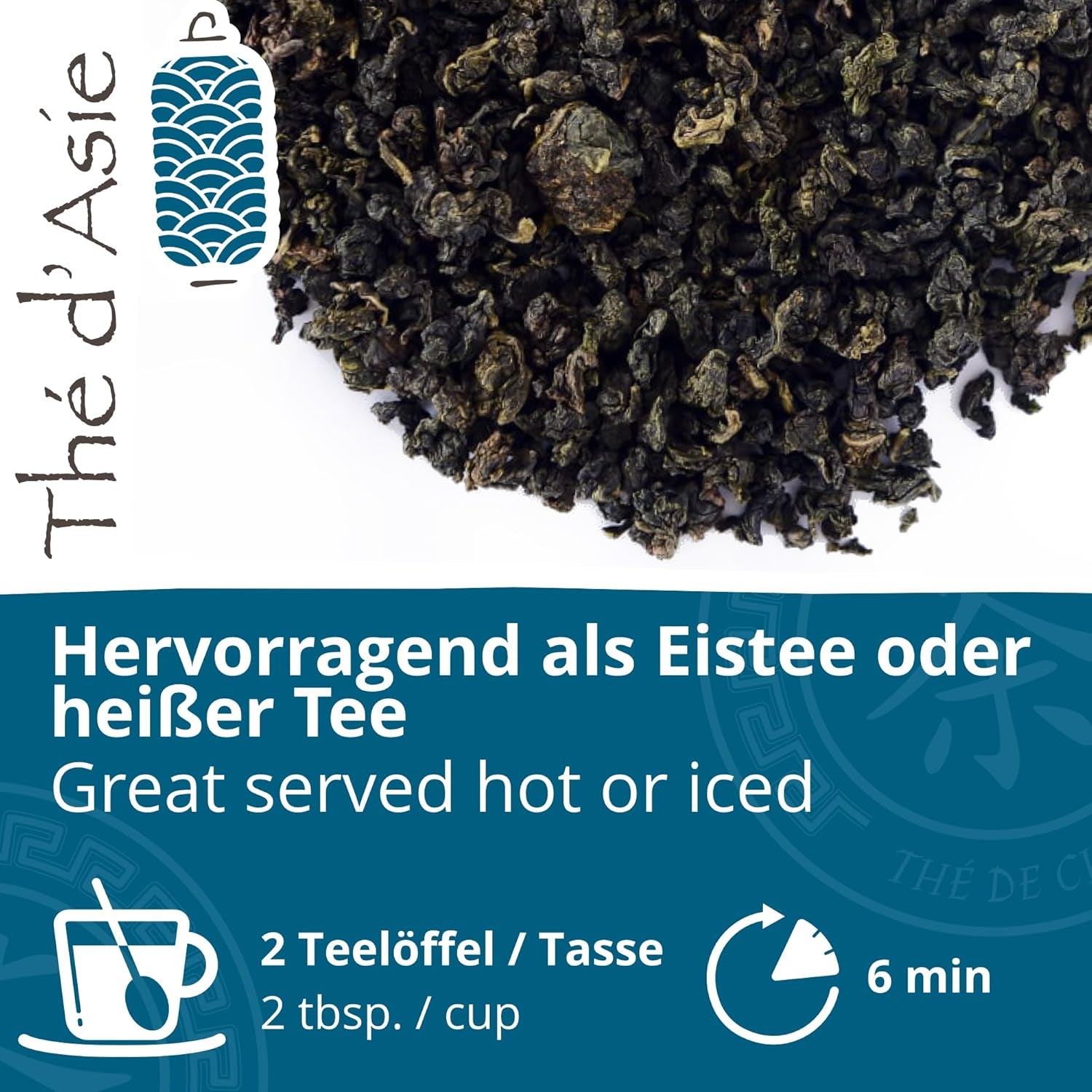 Khla – Bio-Oolong-Tee 100 g – Blauer Tee – natürlicher loser Tee – asiatischer Bio-Tee – lose und geschnitten – Kräuter- und Aufgusstee – aus China