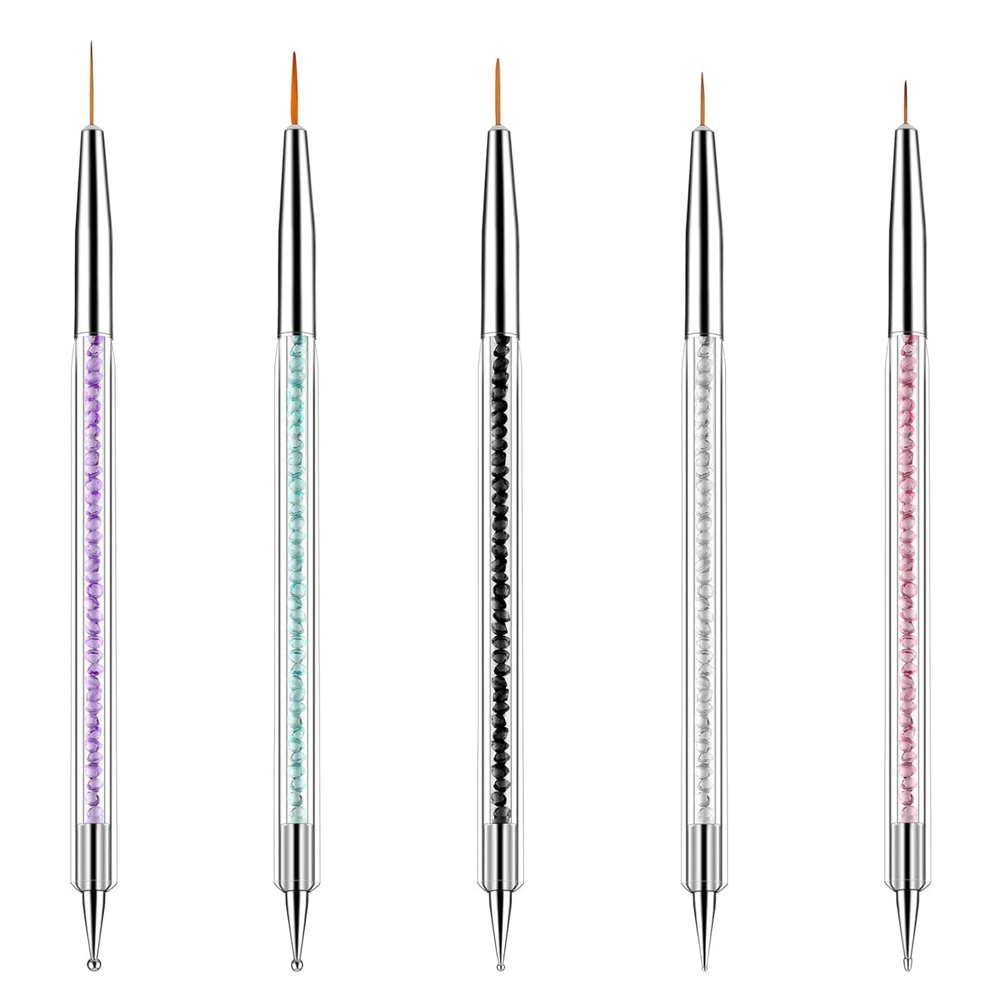 5 Stück Nail Art Pinsel Set Dotting Tool Nailart Pinsel Nageldesign Double Ended Dotting Pen Strass Professionelle Acryl Feinmalerei Nail Art Design