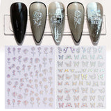 JMEOWIO Nagelsticker Aurora Holografisch 9 Blatt Nagelaufkleber Selbstklebend Herz-Flamme Spielt Schmetterlings-Mond Die Steuern Nail Art Sticker Dekoration Nageldesign Zubehör