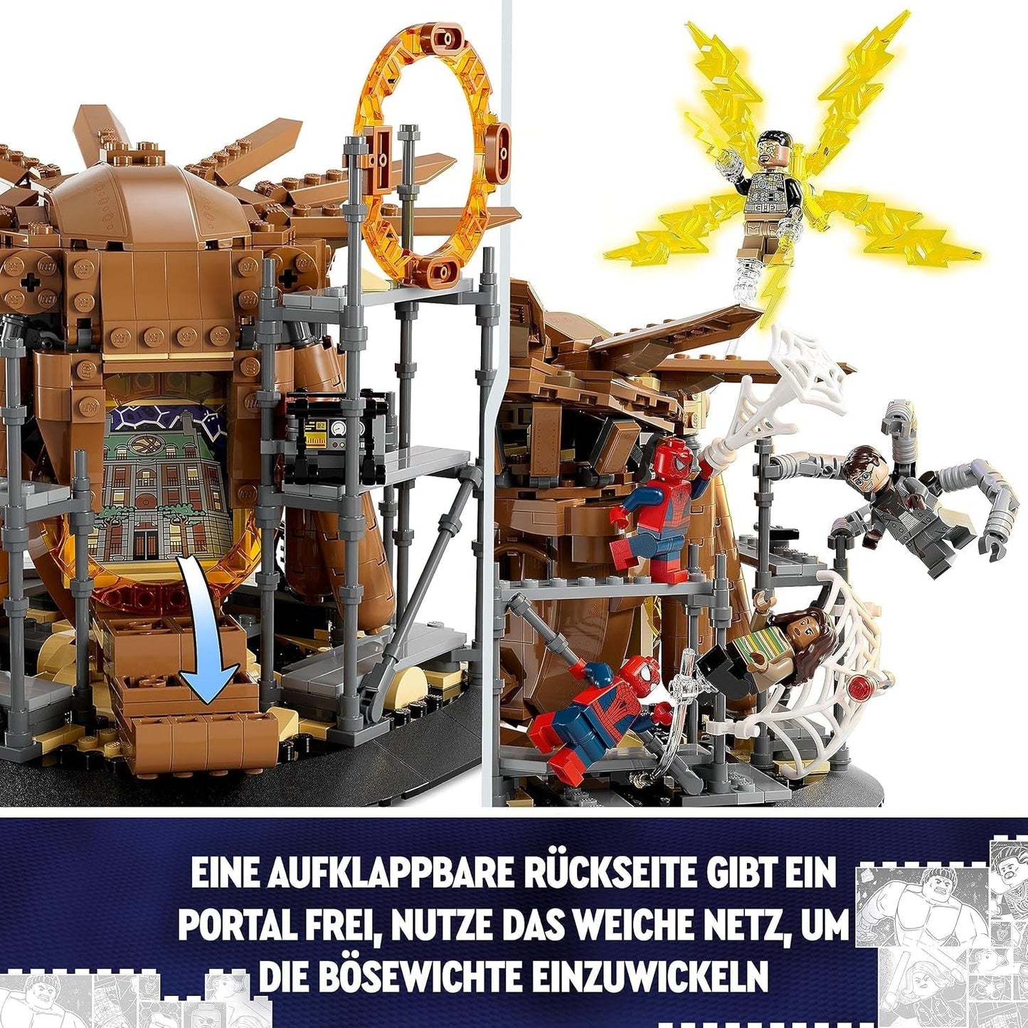 LEGO 76261 Marvel Spider-Mans großer Showdown, Spider-Man: No Way Home, Set mit 3 Minifiguren Peter Parker plus Green Goblin, Electro, Sandman, Ned, Doctor Strange und MJ, Sammelmodellbausätze Besuchen Sie den LEGO-Store