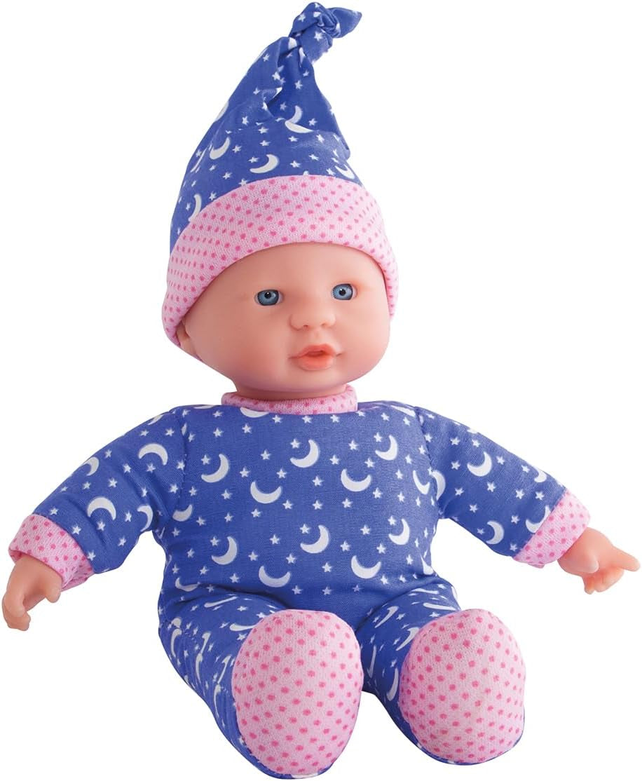 Simba 105010010 – Laura Little Star Puppe mit weichem Körper in süßem Kleid und Hut mit glitzernden Monden und Sternen, 20 cm, im Dunkeln leuchtende Puppe ab 12 Monaten, blaue Puppen, Naty Shop