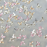 Mini Schmetterling Zirkon Nagel Schlüsselanhänger Y2K Weiß Champagner Rosa Strass Kristall Schmetterling Schlüsselanhänger Nägel 3D Schmetterling Nageldesign Schlüsselanhänger Schmetterling Nägel Dekoration Nail Art Schlüsselanhänger Nagelzubehör