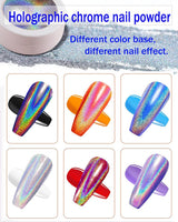 Wahrshei 6 Chrome Nail Powder, Chrome Pulver Nägel Mit Spiegeleffekt, Laser Chrome Puder, Pearl Effect Powder Für Glazed Donut Nails
