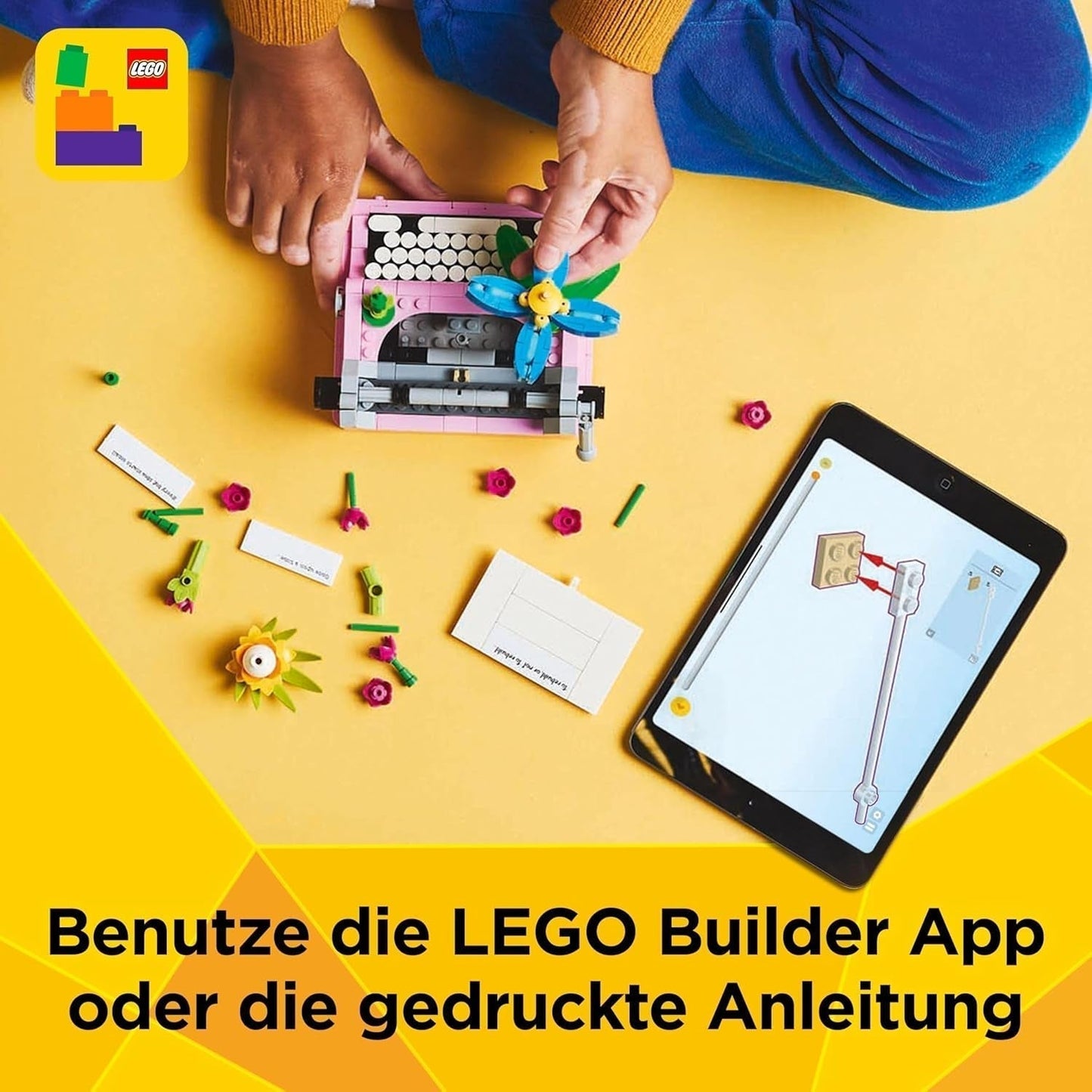 LEGO Creator 3In1 Schreibmaschine mit Blumen – umwandelbares Spielzeug in ein Keytar-Modell oder in einen Blumentopf mit Notizbuch und Stift – Bauset – Geschenk für Mädchen und Jungen ab 8 Jahren 31169 Bausets Besuchen Sie den LEGO-Store