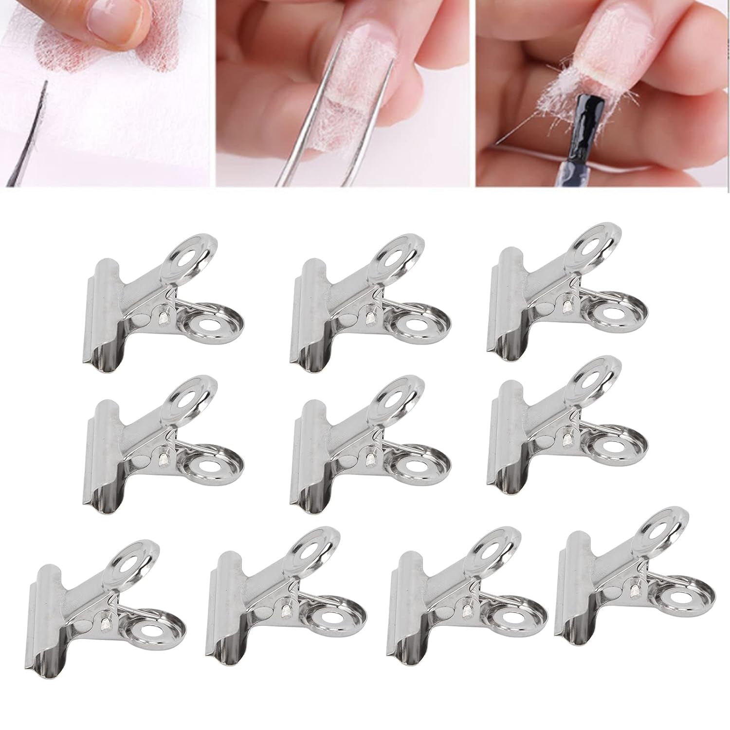 10 Stück Nagelclips, Metallclip, Nagelverlängerungsclip, Nagelkunst-Werkzeug, Fiberglas-Fixierer, Nagelkunst-Zubehör, langlebig, praktische Ausrüstung, Heim-DIY-Salon