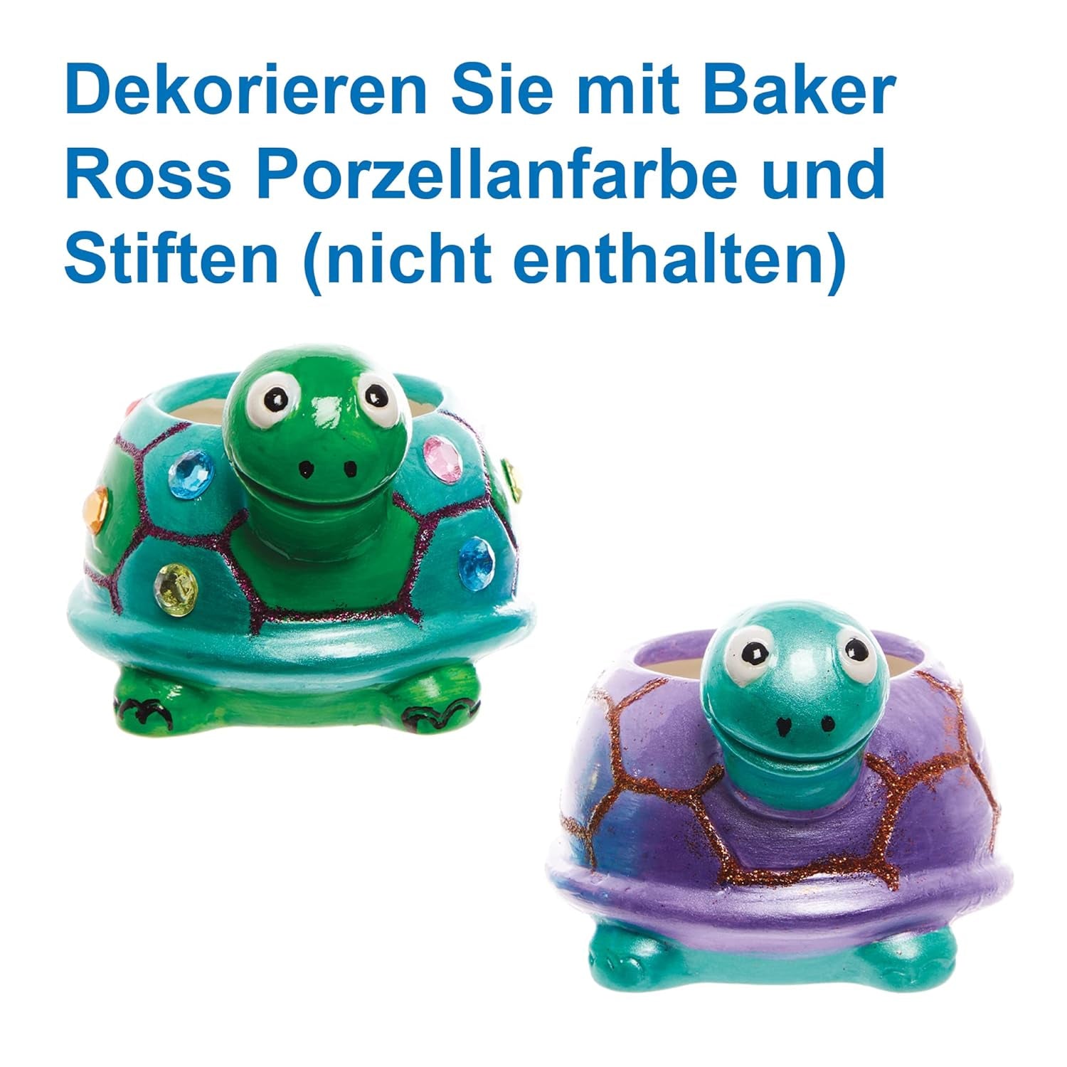 Baker Ross FX594 Schildkröten-Keramik-Pflanzgefäße – 2er-Pack, bemalen Sie Ihr eigenes Pflanzgefäß
