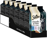 Sheba Portionsbeutel Nassfutter für Katzen, Multipack Fresh & Fine in Gelee mit MSC Thunfisch und Lachs, 6x6x50g - Gesunde Mahlzeiten für Katzen mit Gelee