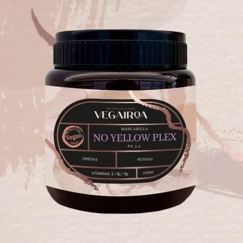 VEGAIROA – No Yellow Plex Mask – Neutralisierende Maske für Gelb- und Orangetöne – Feuchtigkeitsspendende Pflege – Lila Pigment – Professionelles veganes Haarprodukt – 275 g Naty Shop Haarmaske